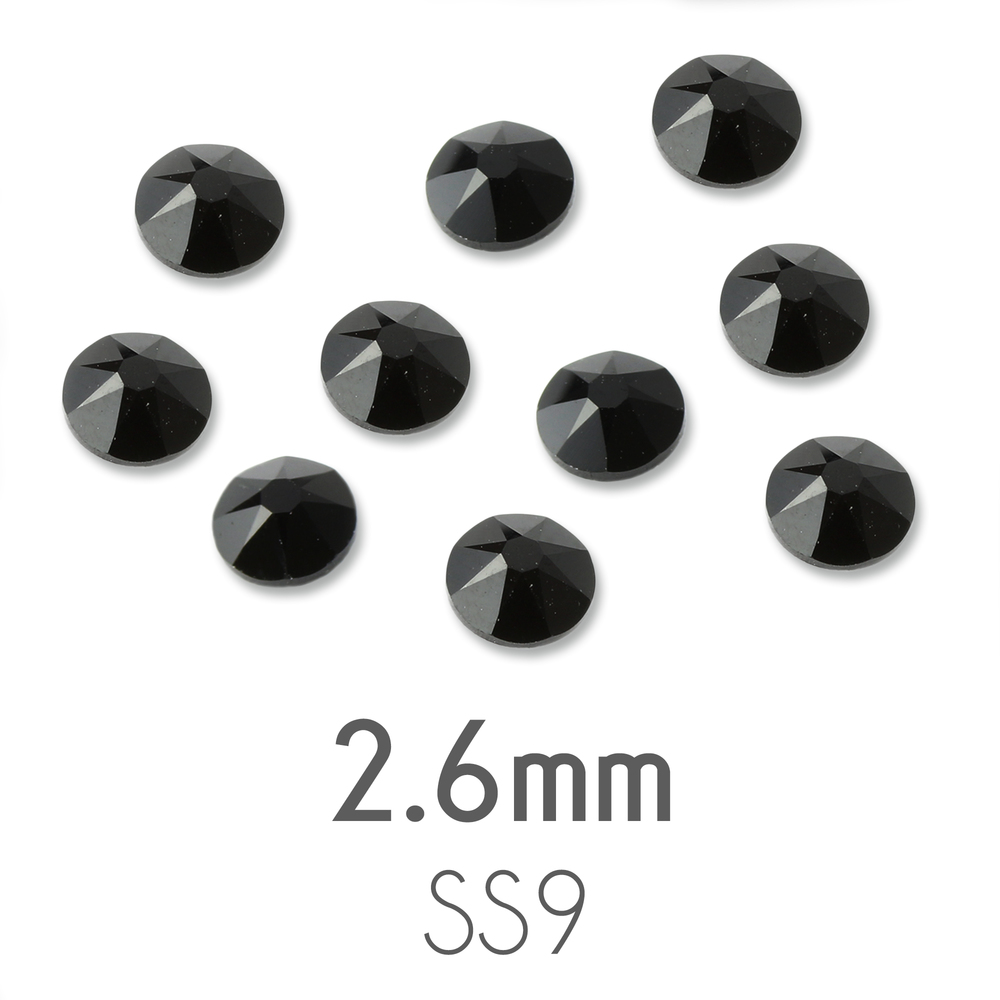 Beads & Swarovski Crystals 2.6mm Swarovski Flat Back Crystals, Black / Jet, Pack of 20